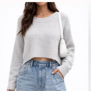 New Zara size XL cropped light purple Women's Sweater